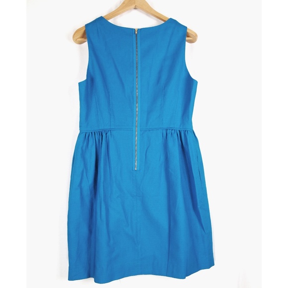 J.Crew Factory Textured Cotton Prussian Blue Dress - Picture 6 of 6